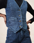 FARRA VEST | denim | organic + earth dyed