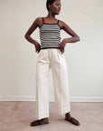 ANU RIBBED TANK | ecru stripe | organic