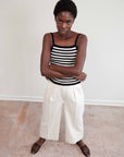 ANU RIBBED TANK | ecru stripe | organic