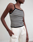 ANU RIBBED TANK | ecru stripe | organic