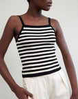 ANU RIBBED TANK | ecru stripe | organic