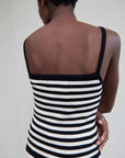 ANU RIBBED TANK | ecru stripe | organic