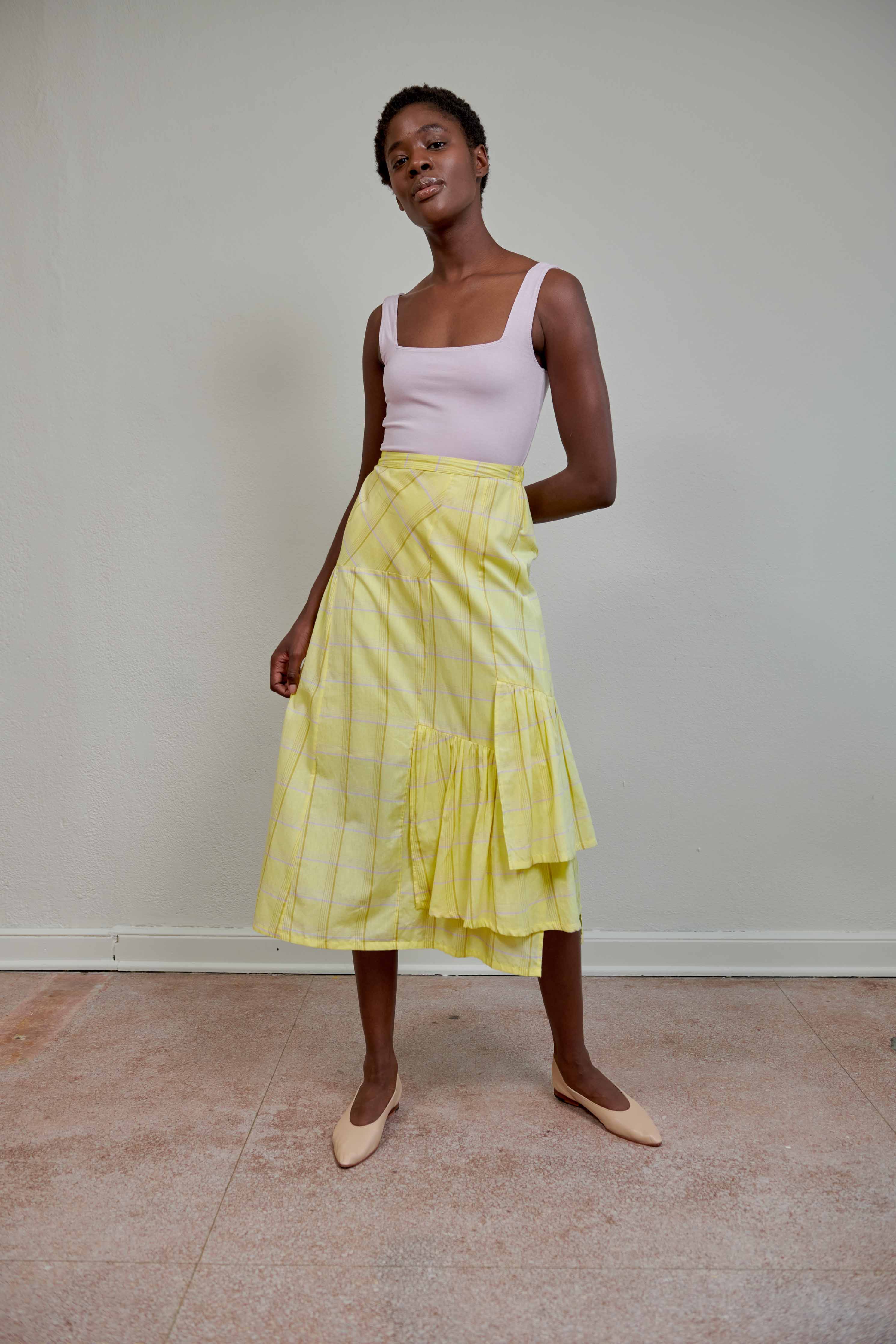 RUIE SKIRT | citron plaid | organic – Maria Stanley