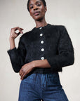 BRUSHED CARDI | noir