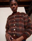 BRUSHED CARDI | plaid