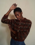 BRUSHED CARDI | plaid