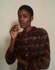 BRUSHED CARDI | plaid