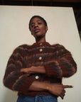 BRUSHED CARDI | plaid