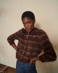 BRUSHED CARDI | plaid