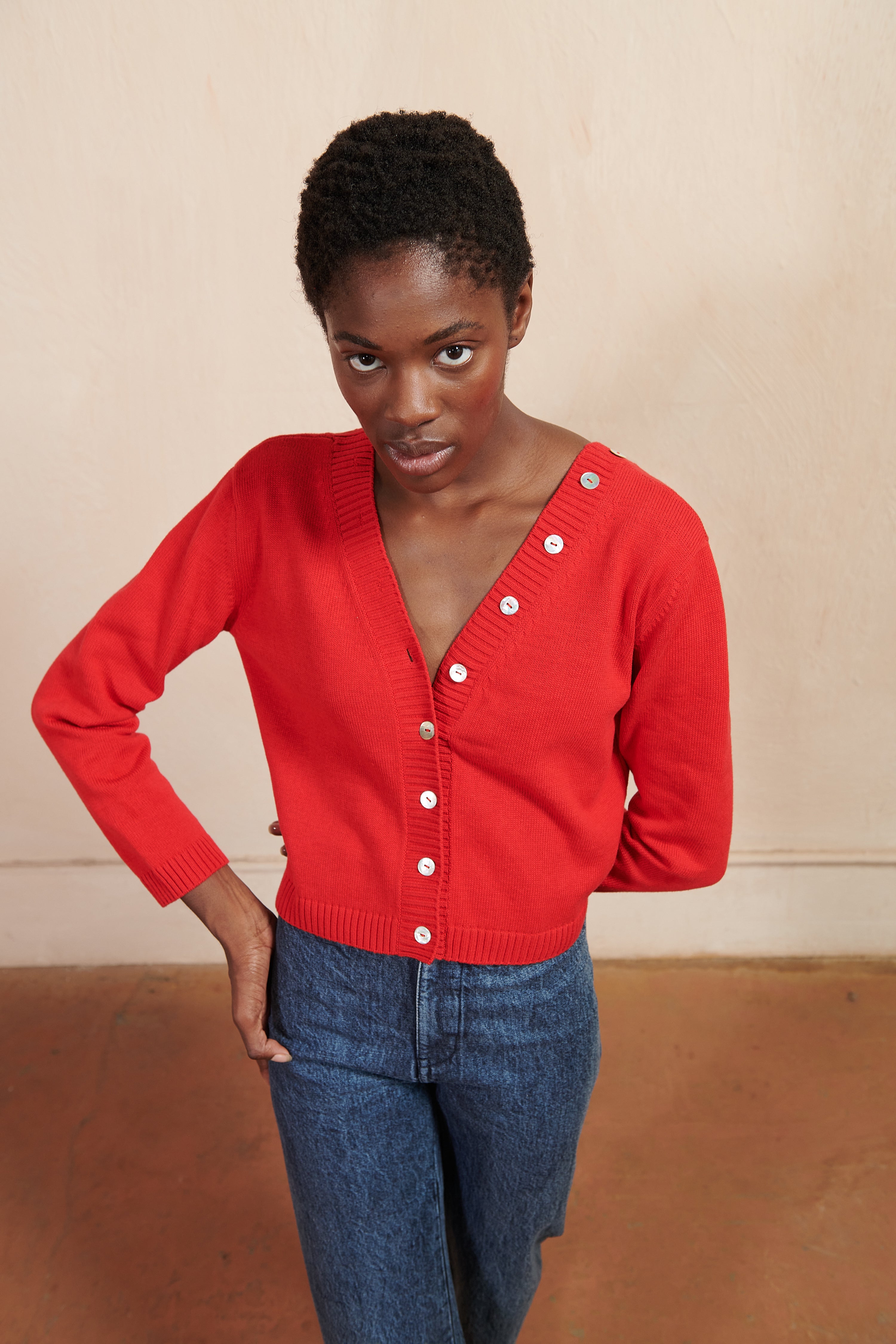 BUTTON CARDI | piquillo | organic – Maria Stanley