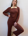 OFELIA KNIT TOP | cacao + pear collar