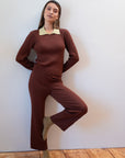 OFELIA KNIT TOP | cacao + pear collar