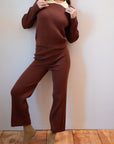 OFELIA KNIT TOP | cacao + pear collar