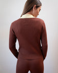 OFELIA KNIT TOP | cacao + pear collar