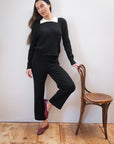OFELIA KNIT TOP | noir + ecru collar