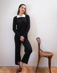 OFELIA KNIT TOP | noir + ecru collar