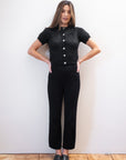 RIBBED GALLO PANT | noir