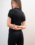 SHORT SLEEVE CARDI | noir