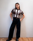 SHORT SLEEVE CARDI | plaid