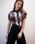 SHORT SLEEVE CARDI | plaid