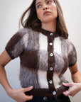 SHORT SLEEVE CARDI | plaid