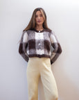 BRUSHED CARDI | plaid
