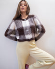 BRUSHED CARDI | plaid