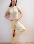 SHORT SLEEVE CARDI | pear
