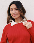 OFELIA KNIT TOP | piquillo + ecru collar