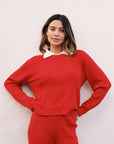 OFELIA KNIT TOP | piquillo + ecru collar