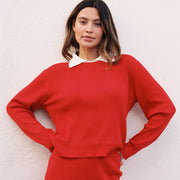 OFELIA KNIT TOP | piquillo + ecru collar
