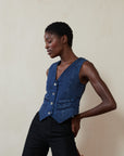 FARRA VEST | denim | organic + earth dyed