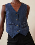 FARRA VEST | denim | organic + earth dyed