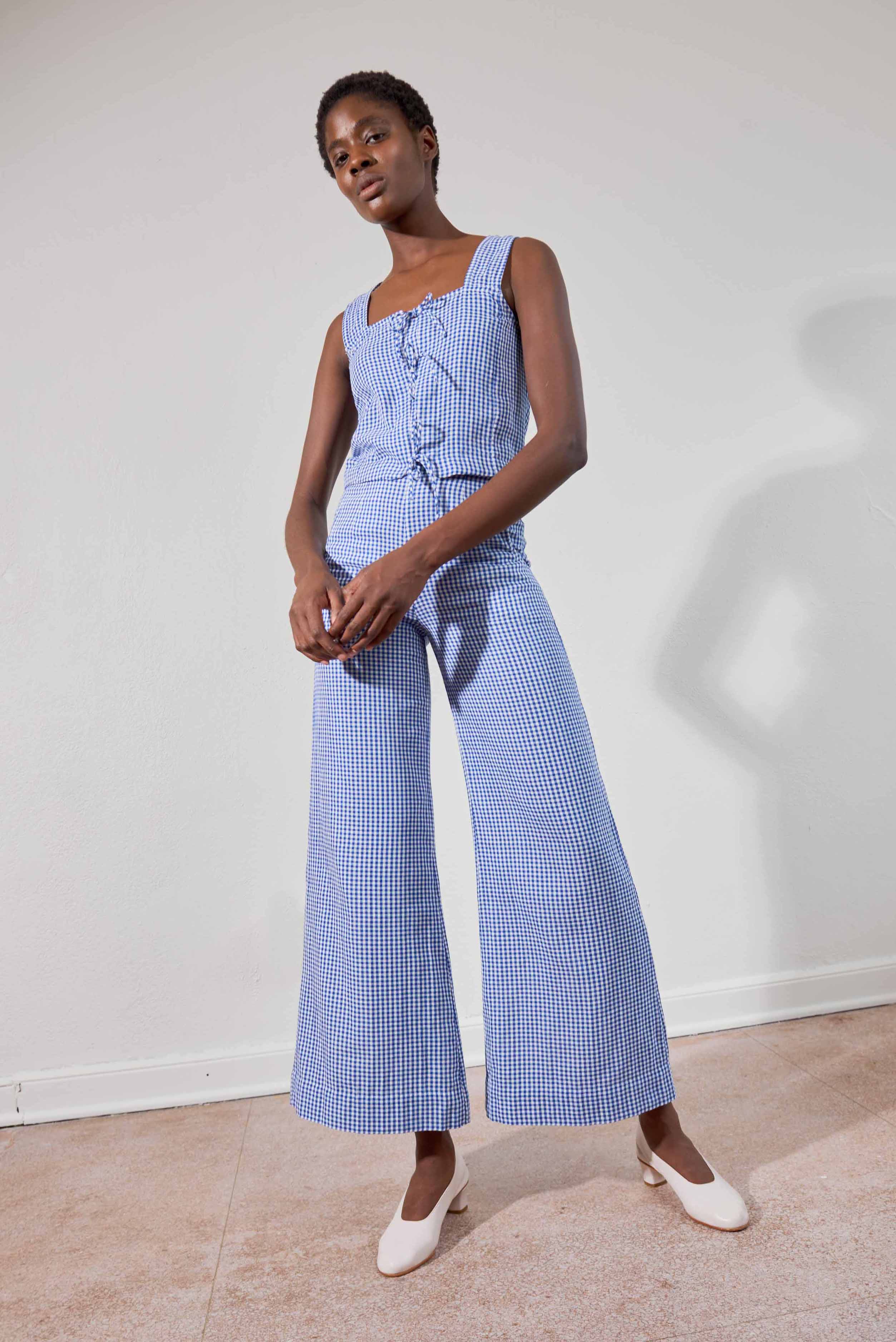 COOK TROUSER | indigo gingham | organic + earth dyed