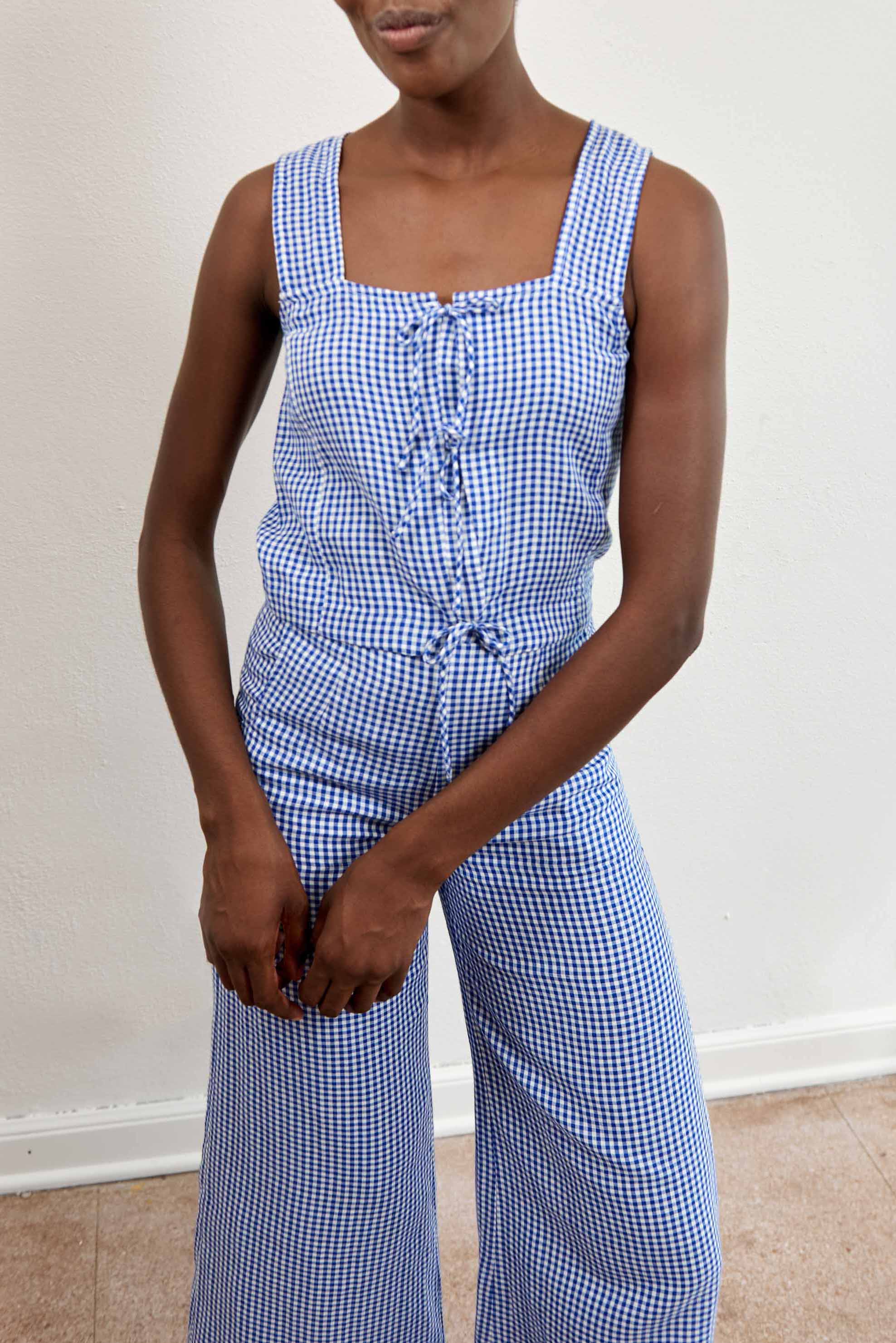 COOK TROUSER | indigo gingham | organic + earth dyed