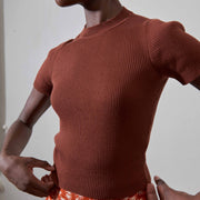 JONES RIBBED TEE | cacao | organic