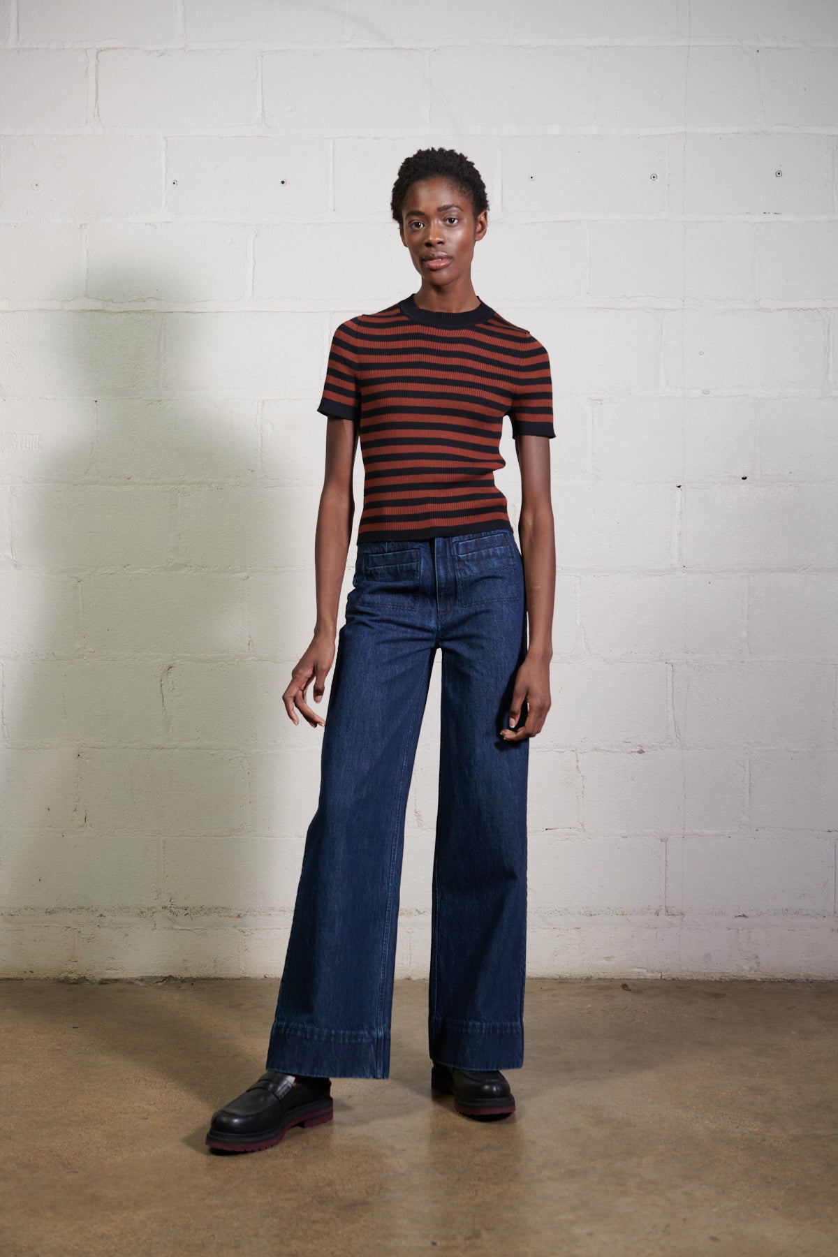 JONES RIBBED TEE | cacao stripe | organic – Maria Stanley