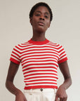 JONES RIBBED TEE | piquillo stripe | organic