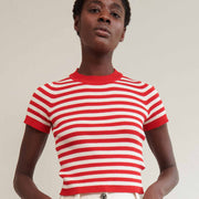 JONES RIBBED TEE | piquillo stripe | organic
