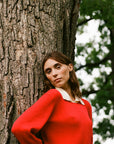 OFELIA KNIT TOP | piquillo + ecru collar