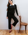 RIBBED GALLO PANT | noir