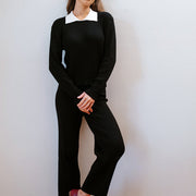 RIBBED GALLO PANT | noir