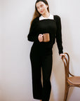 RIBBED GALLO PANT | noir