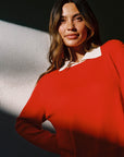 OFELIA KNIT TOP | piquillo + ecru collar