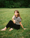JONES RIBBED TEE | stripe | organic