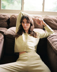 BUTTON CARDI | pear | organic