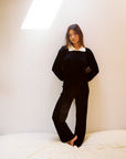RIBBED GALLO PANT | noir