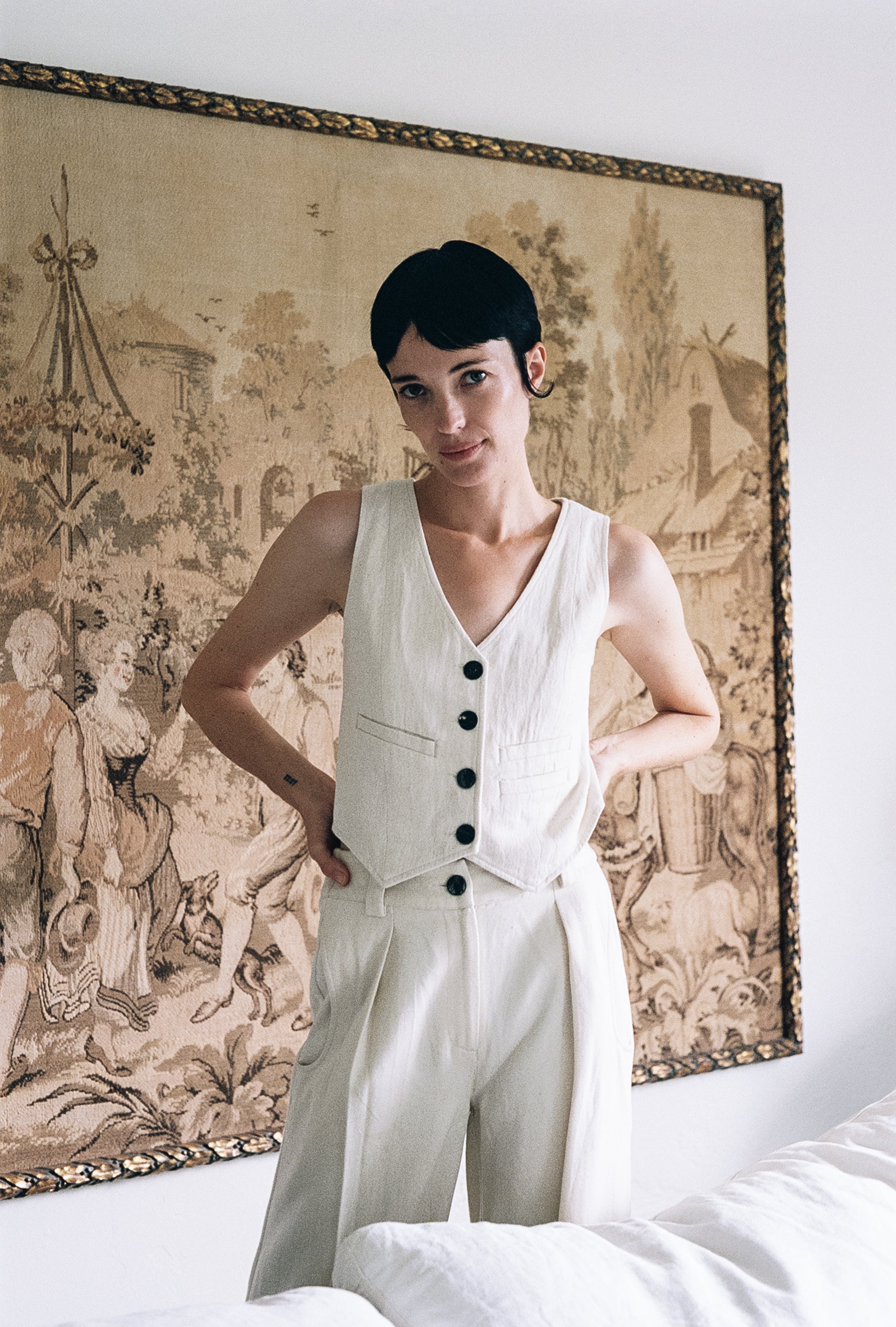 FARRA VEST | bone denim | organic + undyed – Maria Stanley