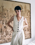 FARRA VEST | bone denim | organic + undyed