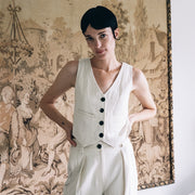 FARRA VEST | bone denim | organic + undyed